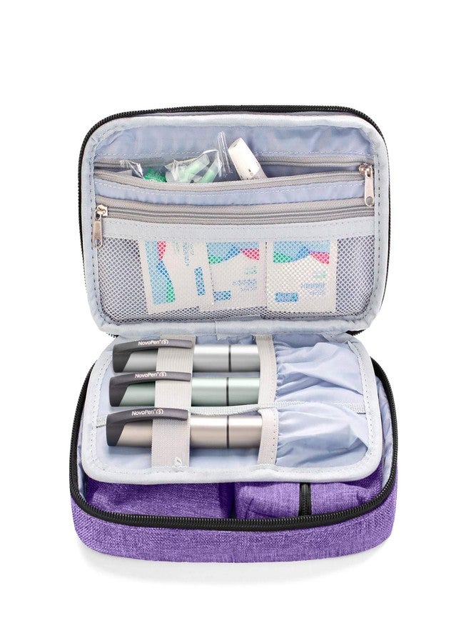 لوكسجا حقيبة سفر لوكسجا لمستلزمات مرضى السكري، حقيبة تخزين لجهاز قياس نسبة السكر في الدم ومستلزمات مرضى السكري الأخرى (الحقيبة فقط)، بنفسجي - Image 2